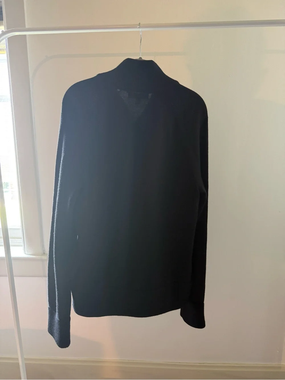 Banana Republic Men's Black and Charcoal Zip-Up Cardigan